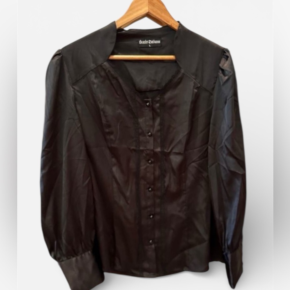 Scarlet Darkness Black Vintage Blouse Large
